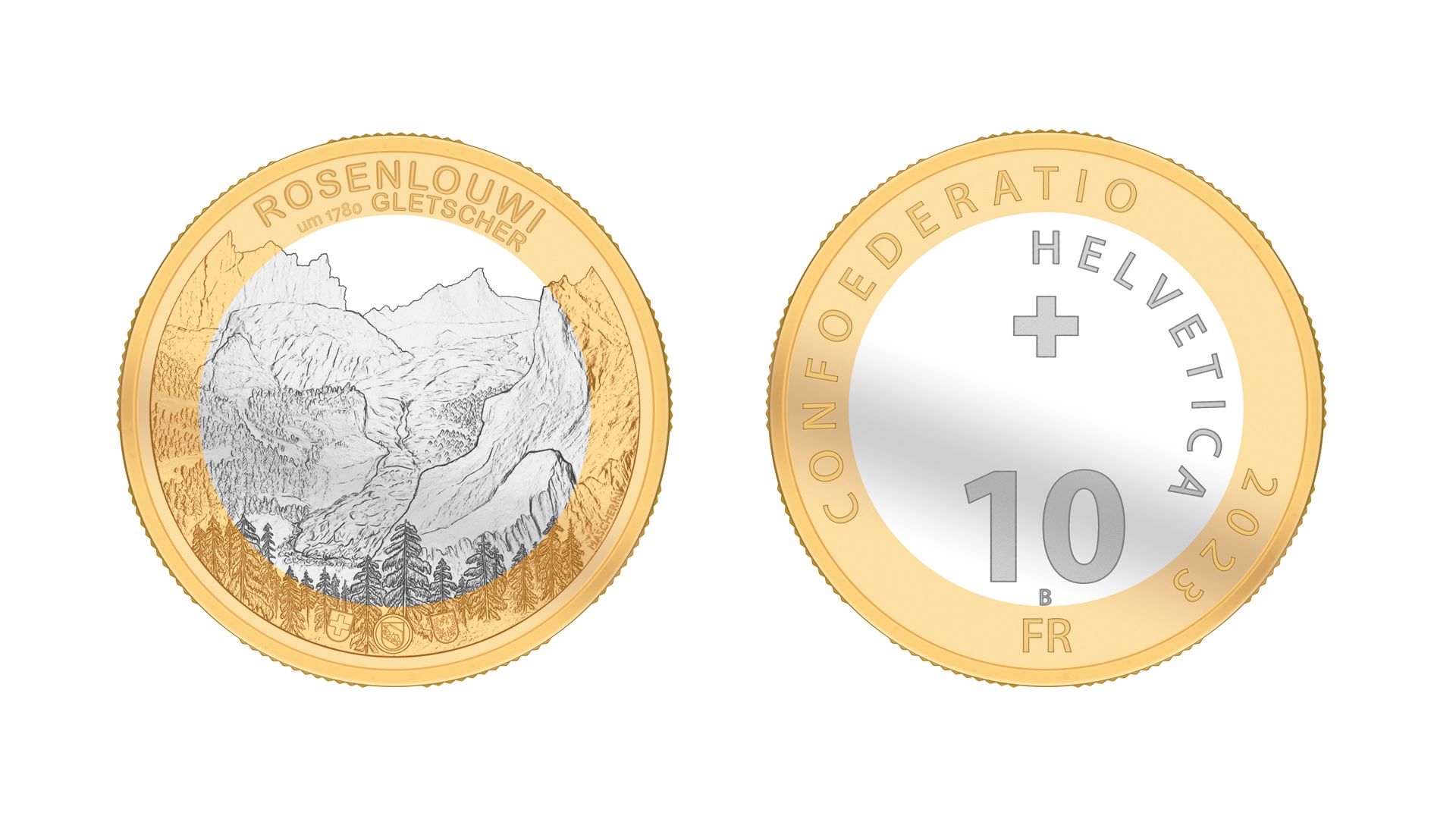 10-Fr.-Bimetallmünze «Rosenlauigletscher»