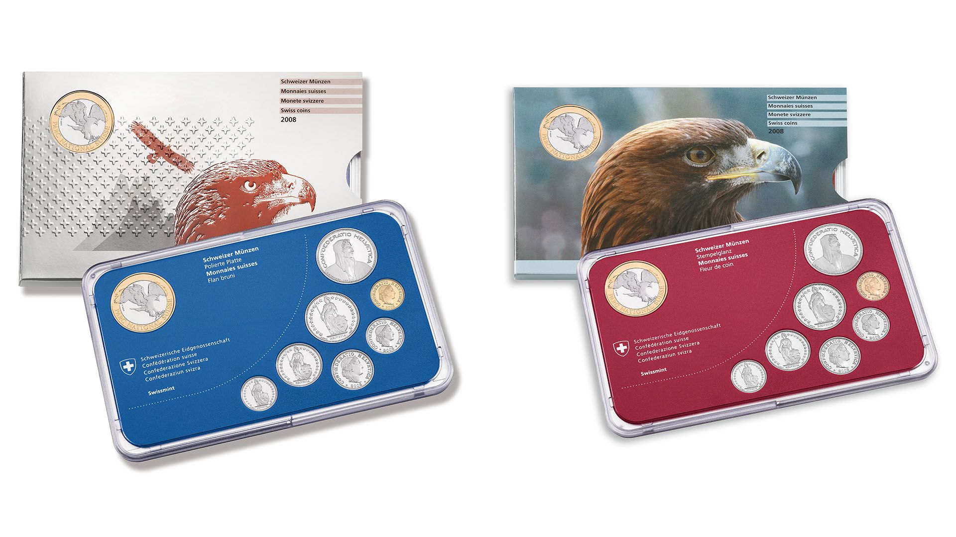 Münzsatz «Steinadler» 2008, Polierte Platte und Stempelglanz