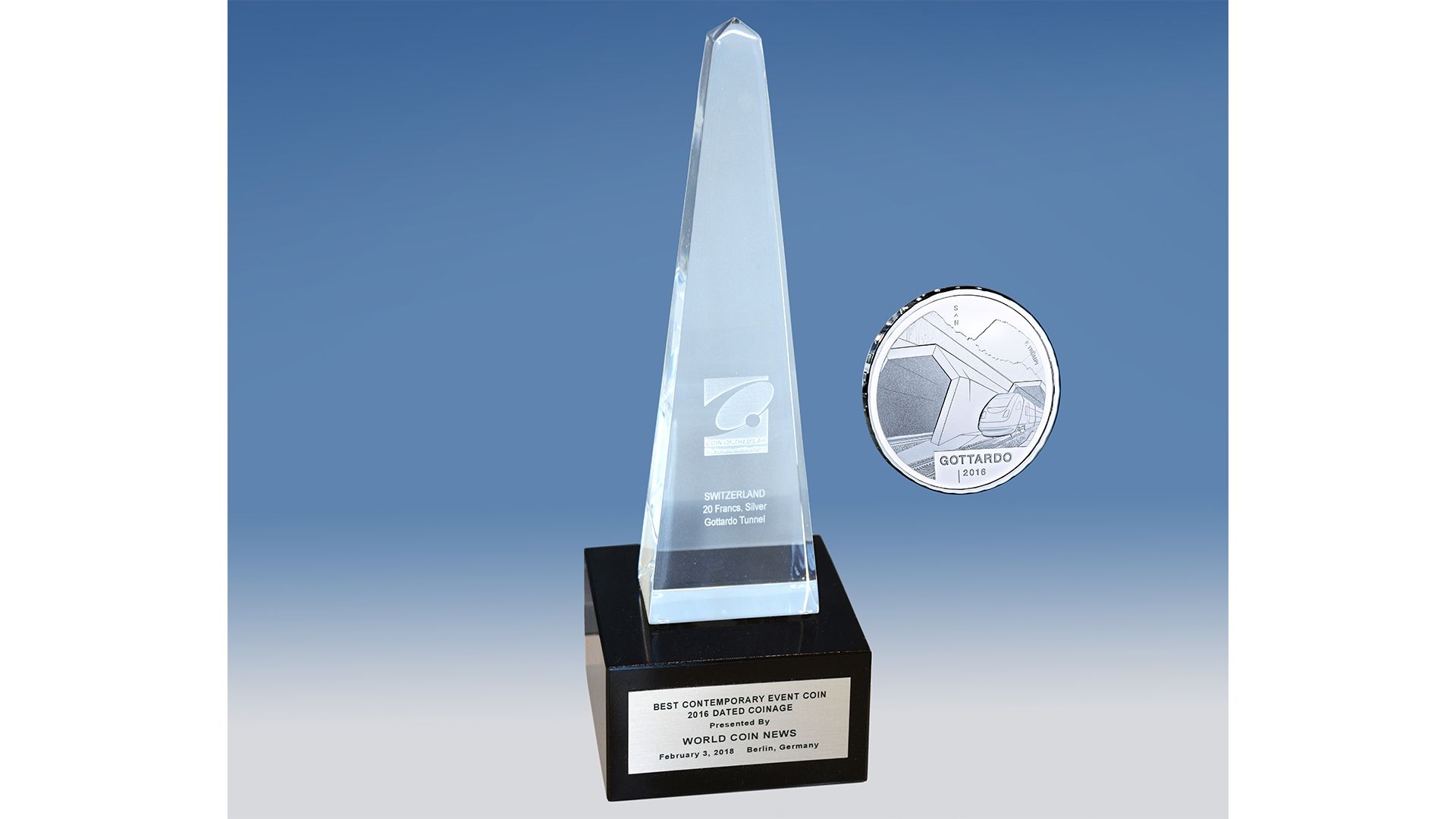 Swissmint erlangt «Coin of the Year Awards COTY 2018», Kategorie «Best Contemporary Event Coin»