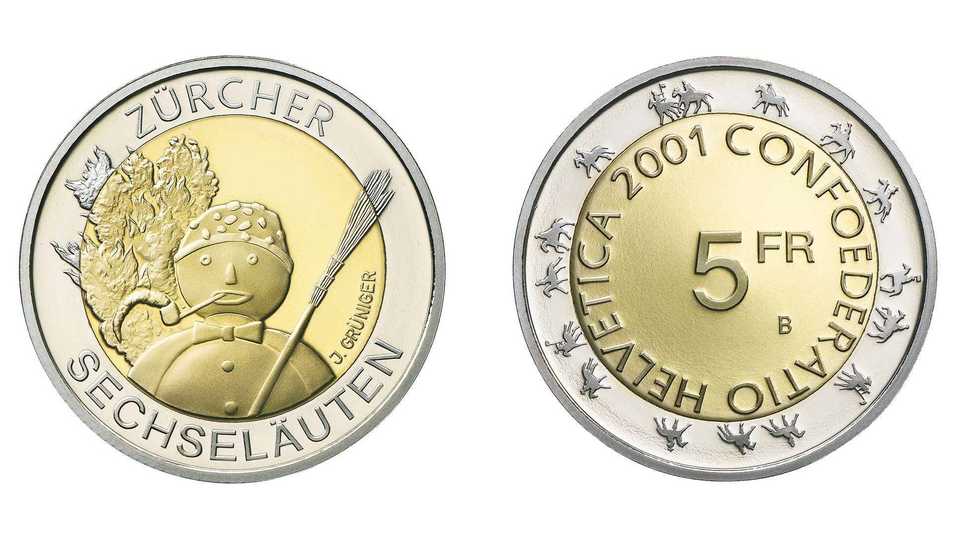 5-FR.-Bimetallmünze «Sechseläuten»