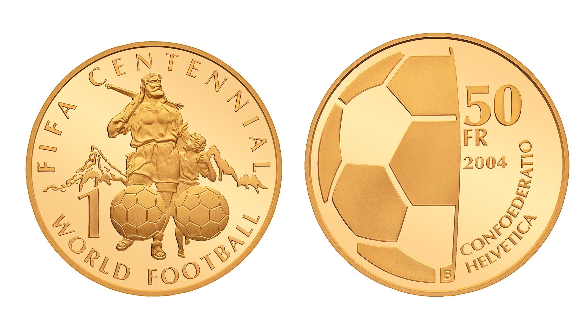 50-FR.-Goldmünze «100 Jahre FIFA»