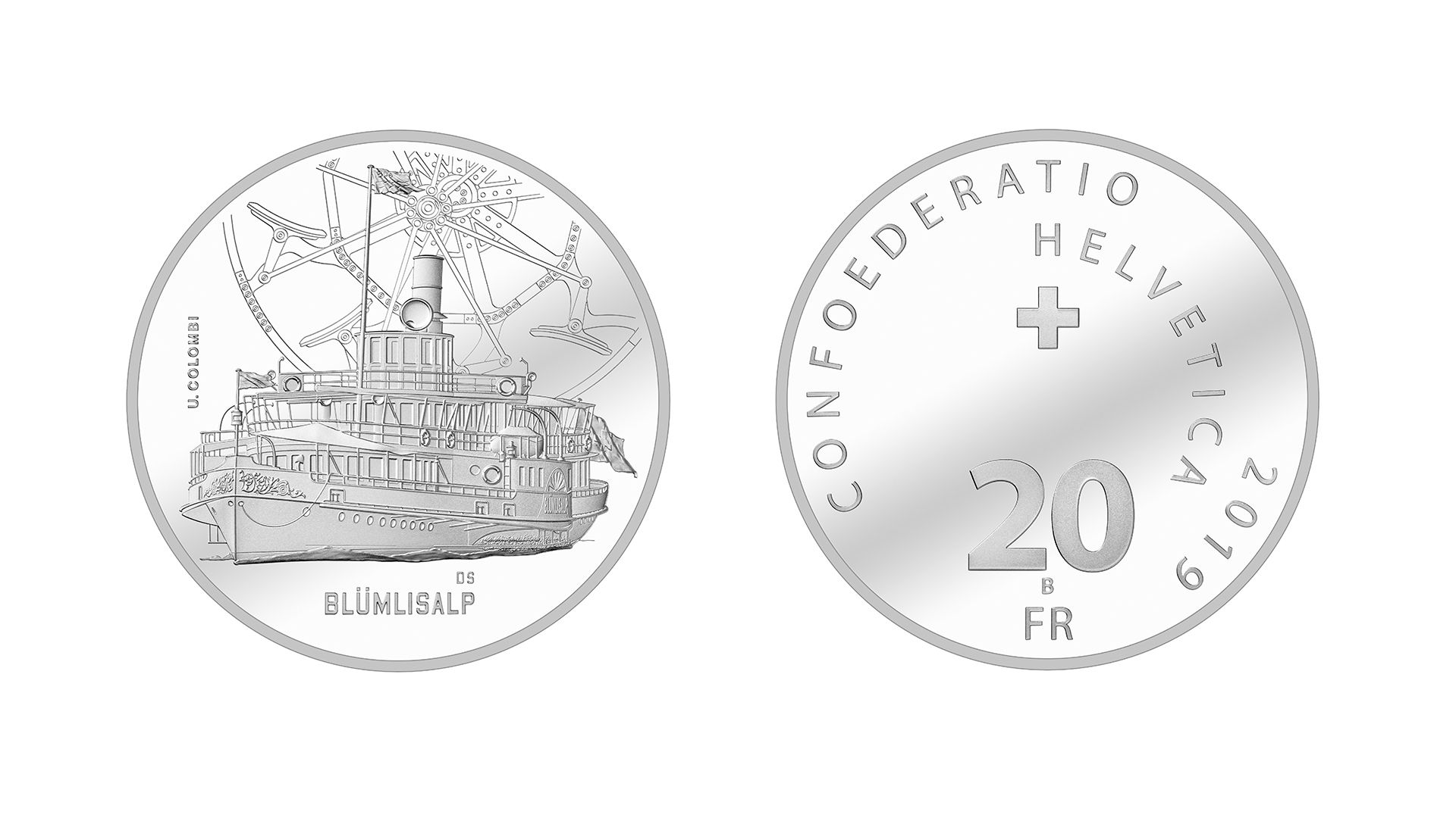 20-Fr.-Silbermünze «Dampfschiff Blümlisalp» 2019