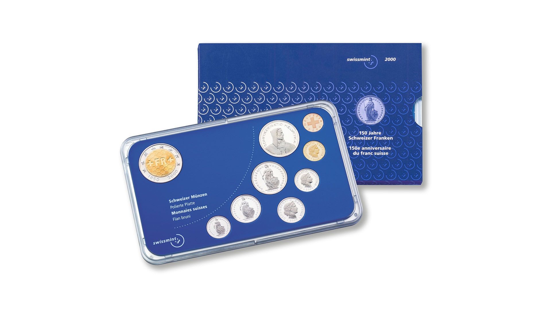 Münzsatz «150 Jahre Schweizer Franken» 2000, Polierte Platte