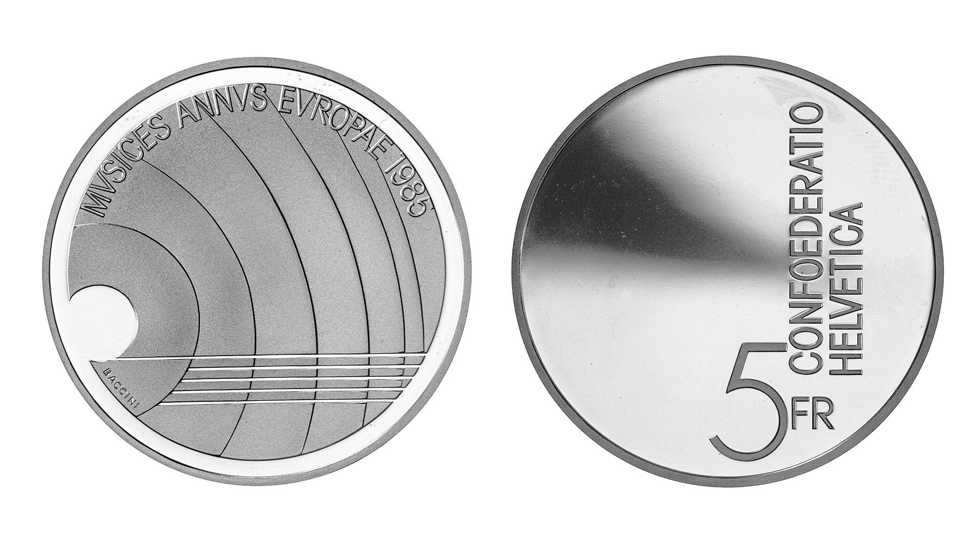 5-FR.-Silbermünze «Europäisches Jahr der Musik»