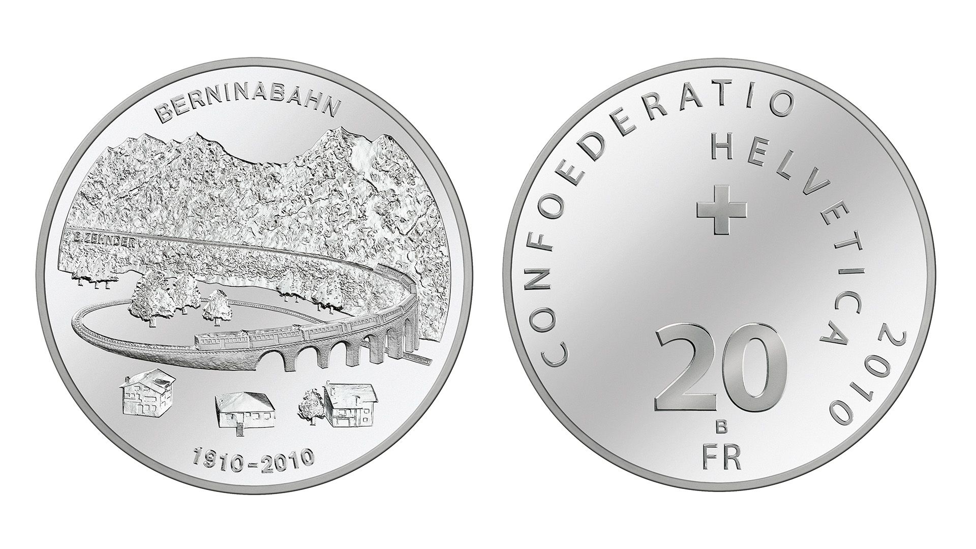 20-FR.-Silbermünze «100 Jahre Berninabahn»