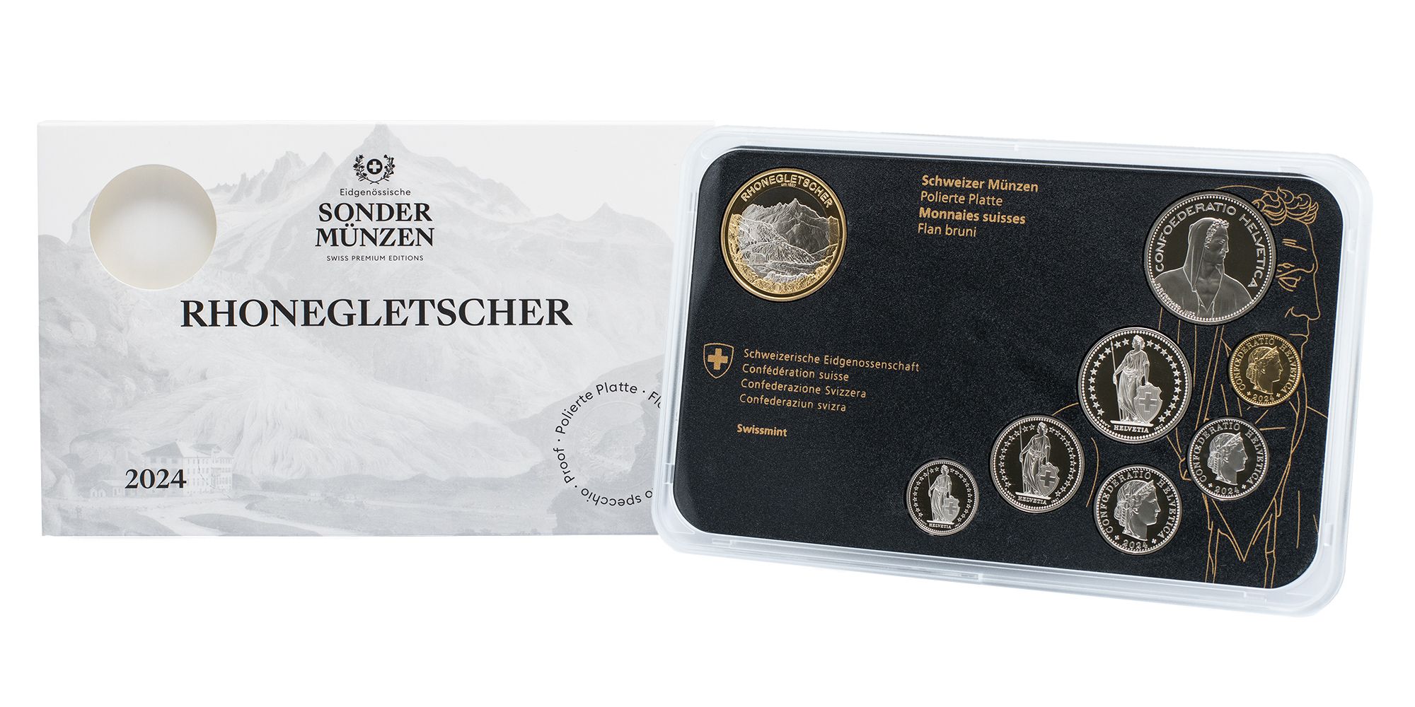 Münzsatz «Rhone Gletscher», Polierte Platte
