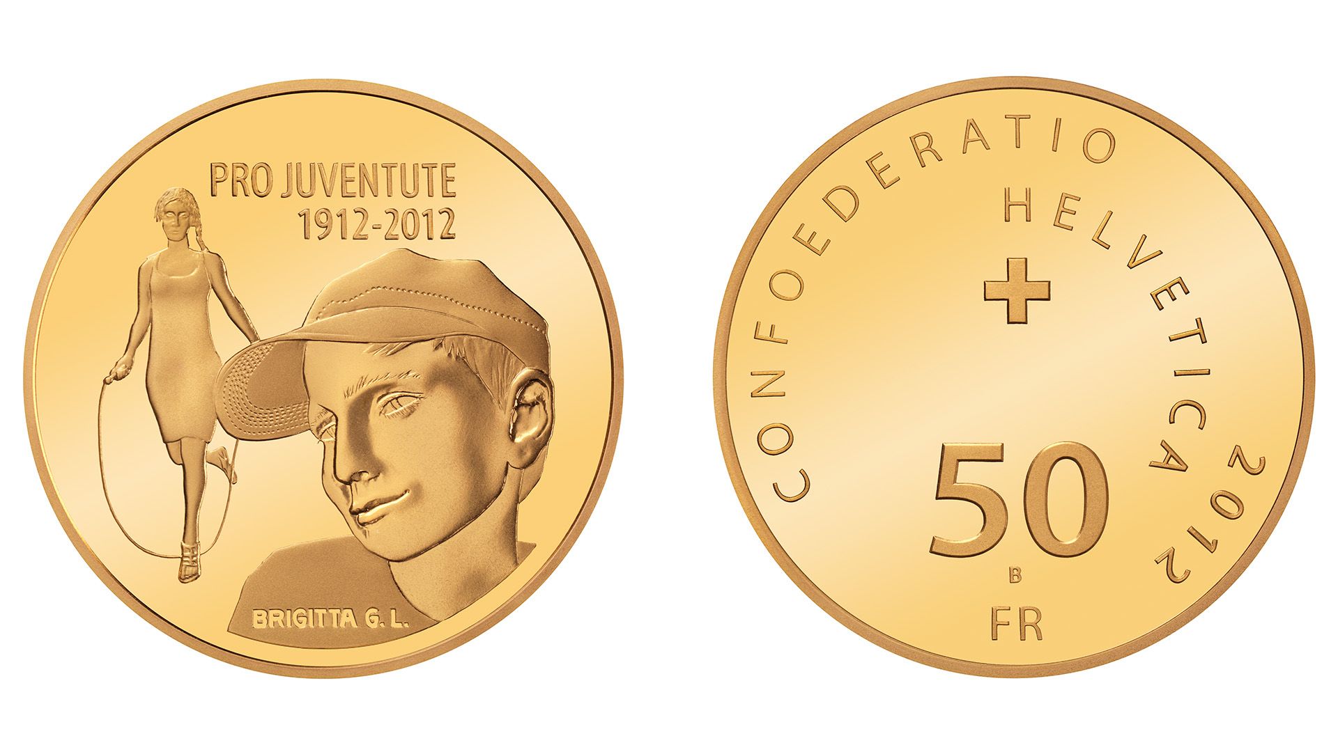 50-FR.-Goldmünze «100 Jahre Pro Juventute»