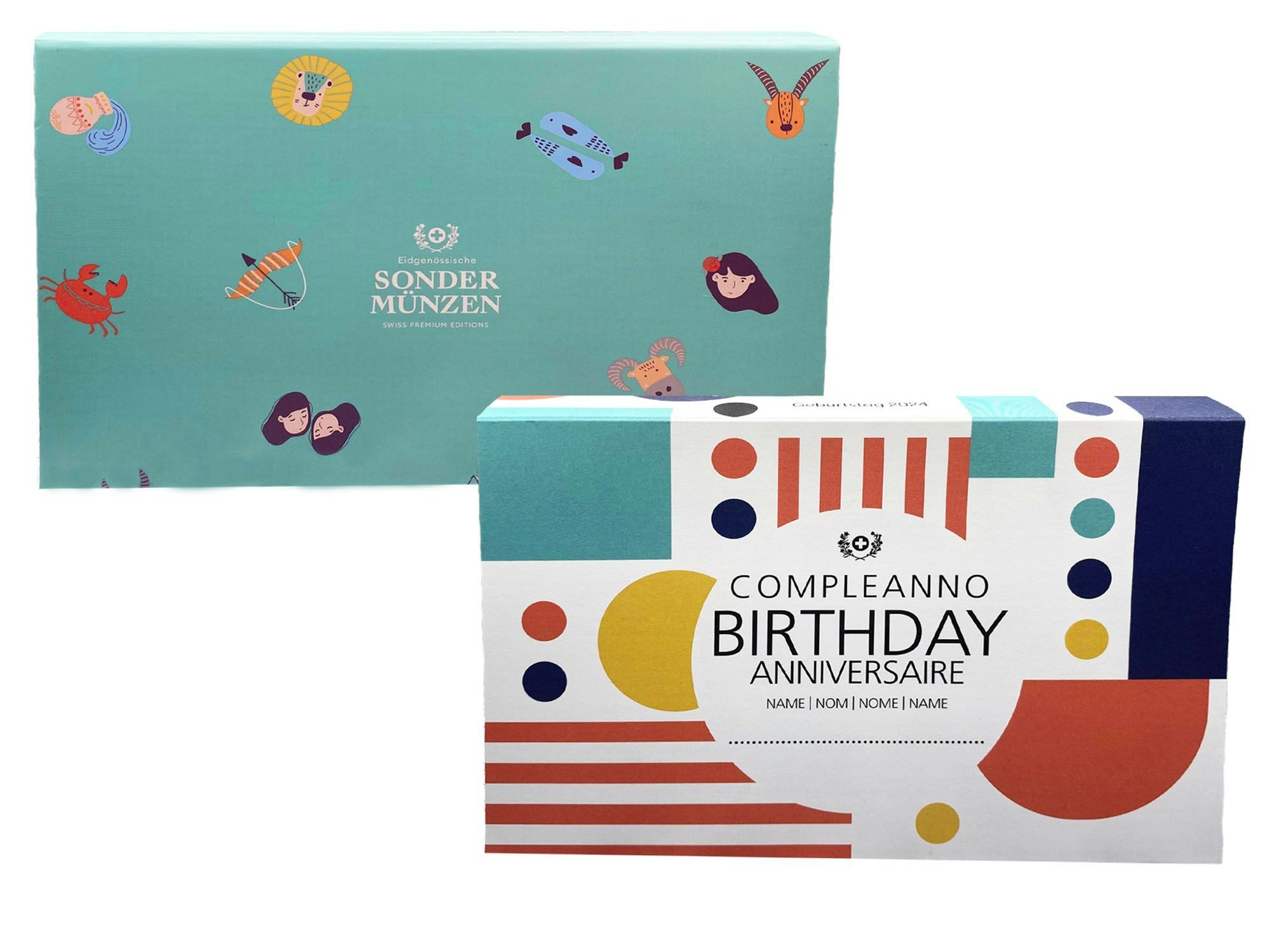 Münzsatz «Geburtstag», bunt, Stempelglanz