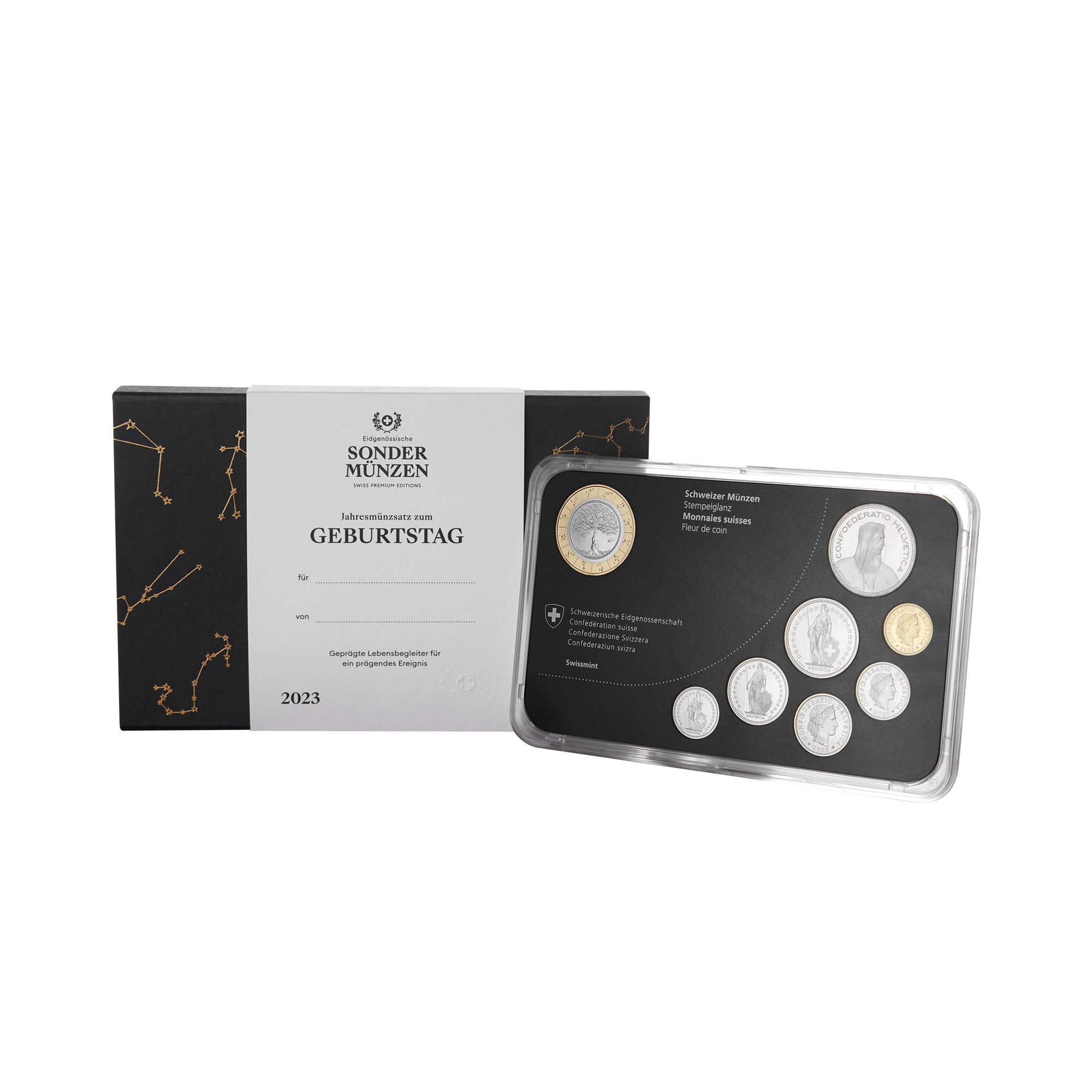 Münzsatz «Geburtstag», schwarz, Stempelglanz