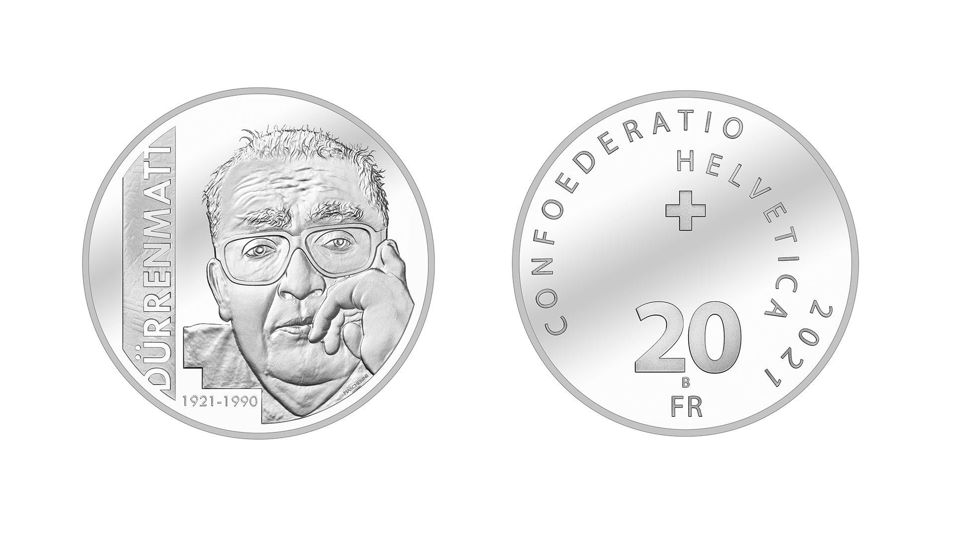 20-Fr.-Silbermünze «100 Jahre Friedrich Dürrenmatt» 2021
