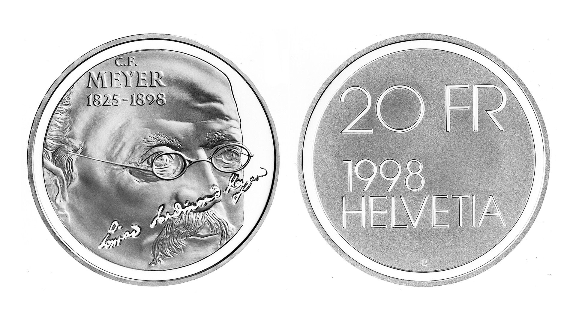 20-FR.-Silbermünze «Conrad Ferdinand Meyer»