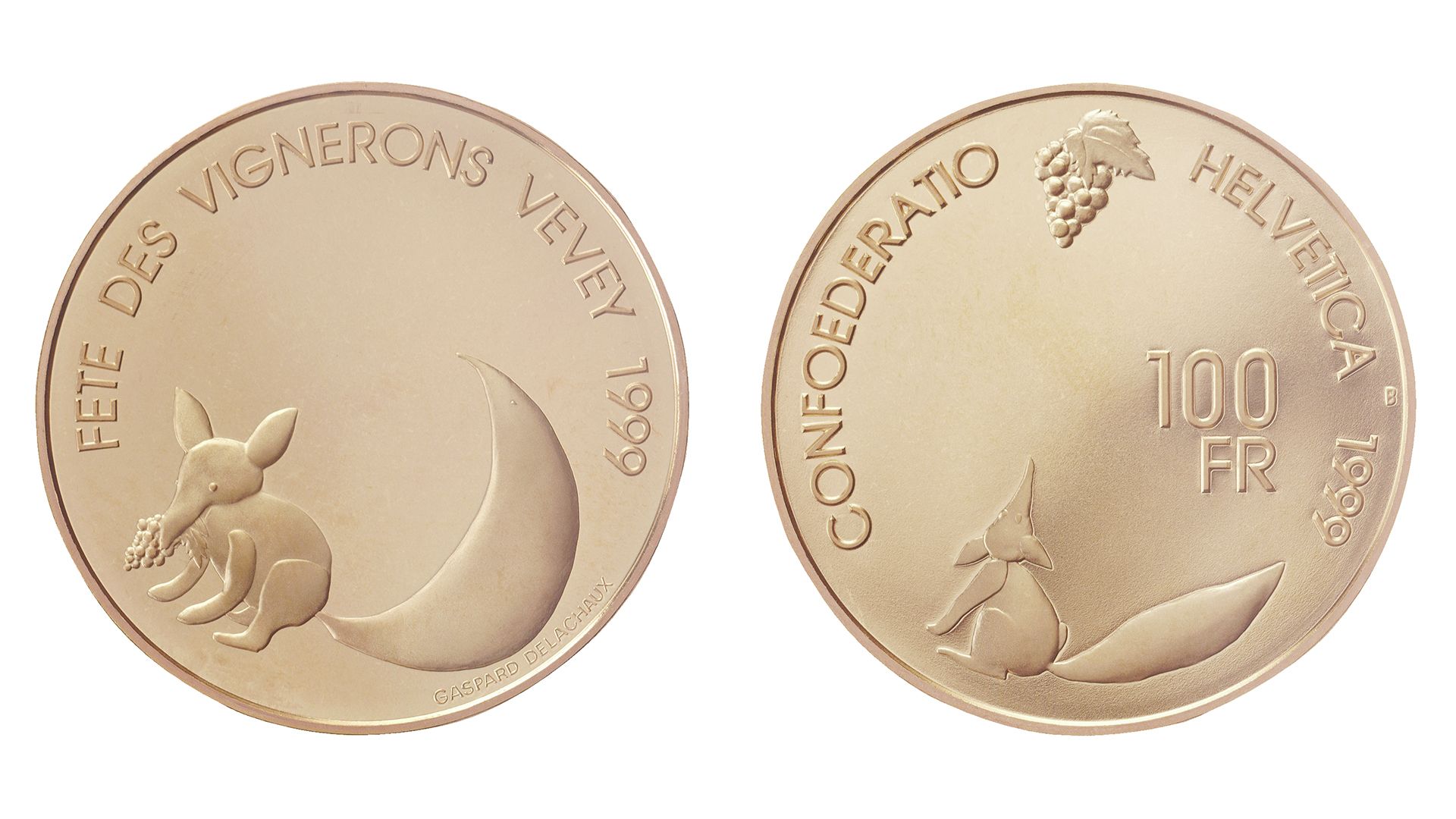 100-FR.-Goldmünze «Fête des Vignerons Vevey»