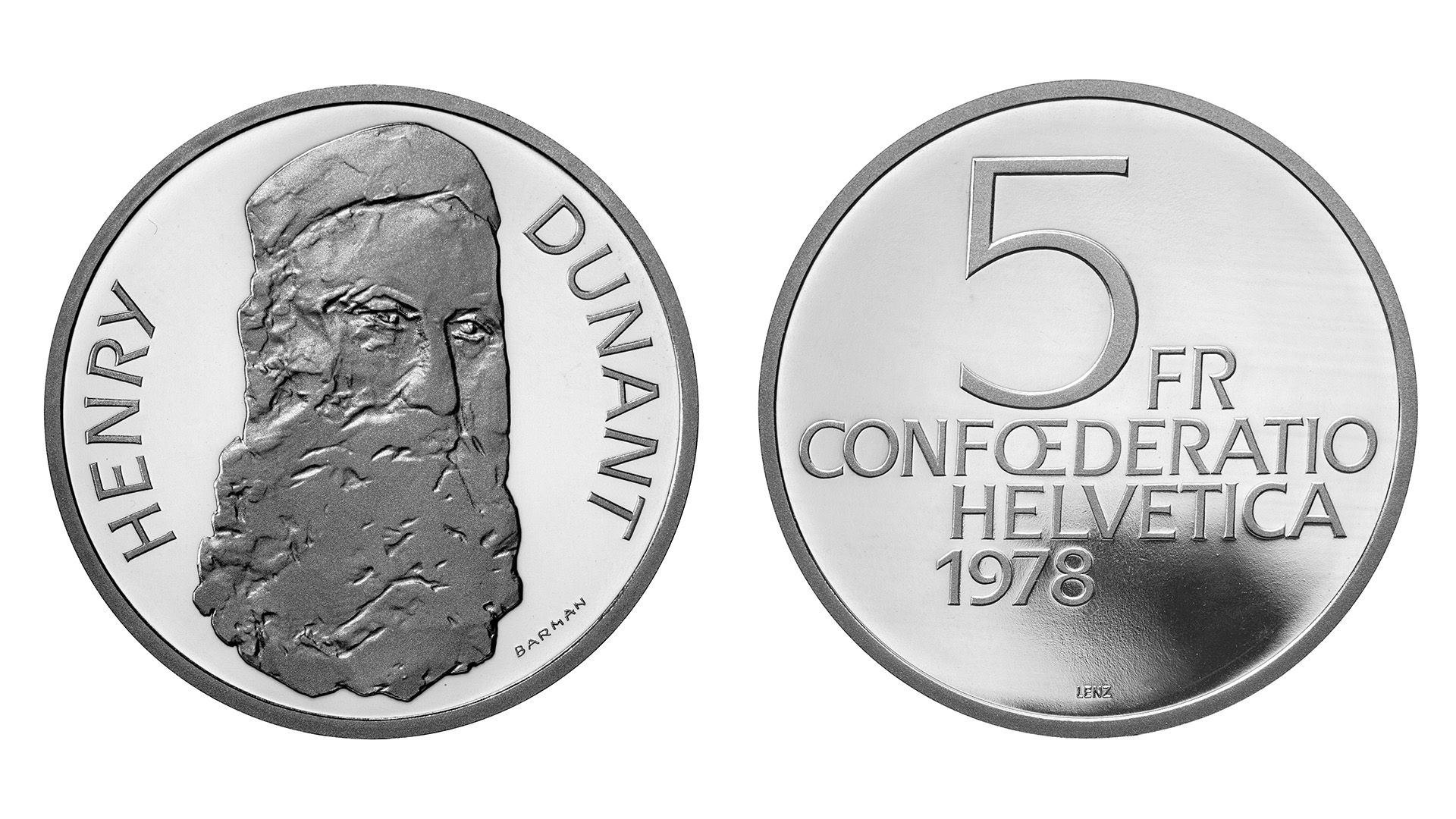 5-FR.-Kupfer-Nickelmünze «Henry Dunant 1828-1910»