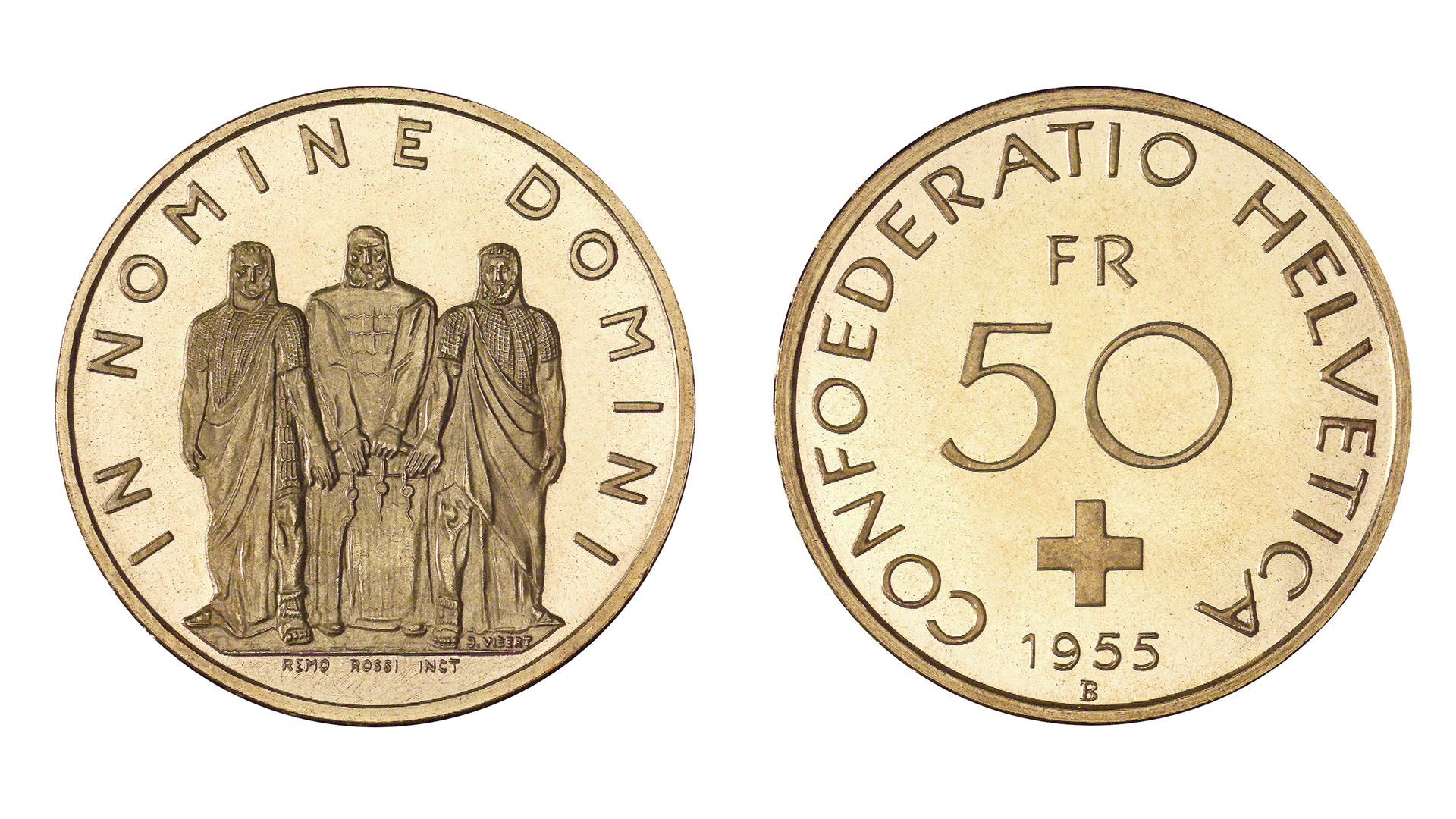 50 francs gold coin «In Nomine Domini»
