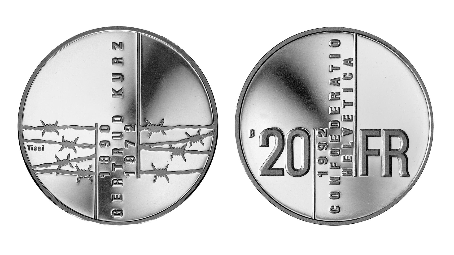 20-FR.-Silbermünze «Gertrud Kurz 1890-1972»