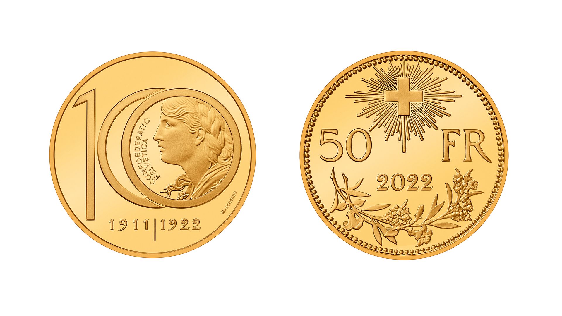 50-Fr.-Goldmünze «100 Jahre letzte Prägung 10-Franken Vreneli» 2022