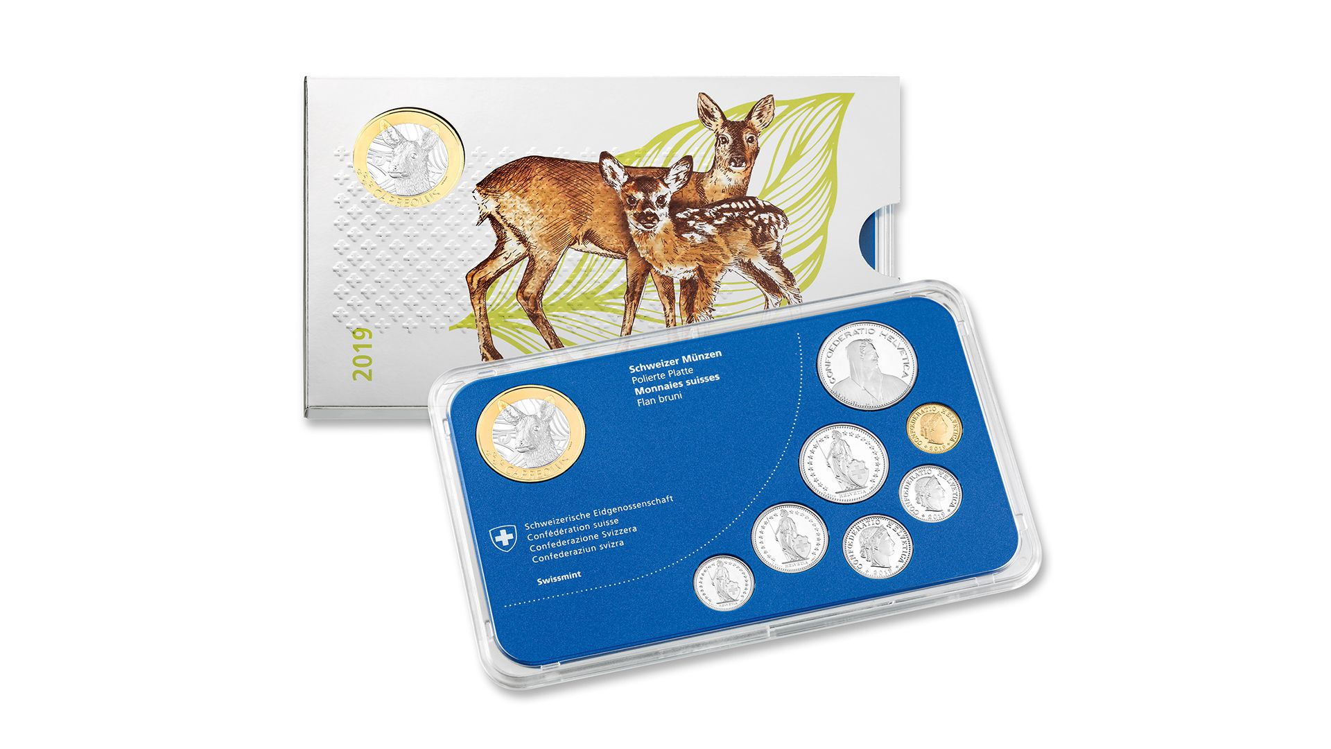 Münzsatz Classic «Reh» 2019, Polierte Platte
