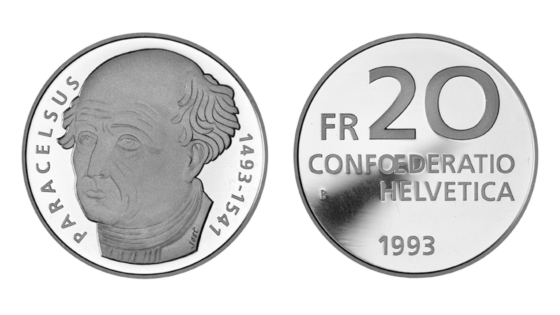20-FR.-Silbermünze «Paracelsus 1493-1541»
