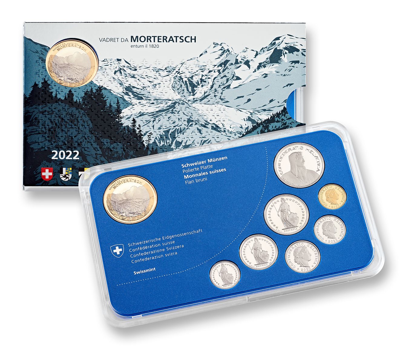 Münzsatz Classic «Morteratschgletscher» 2022, Polierte Platte