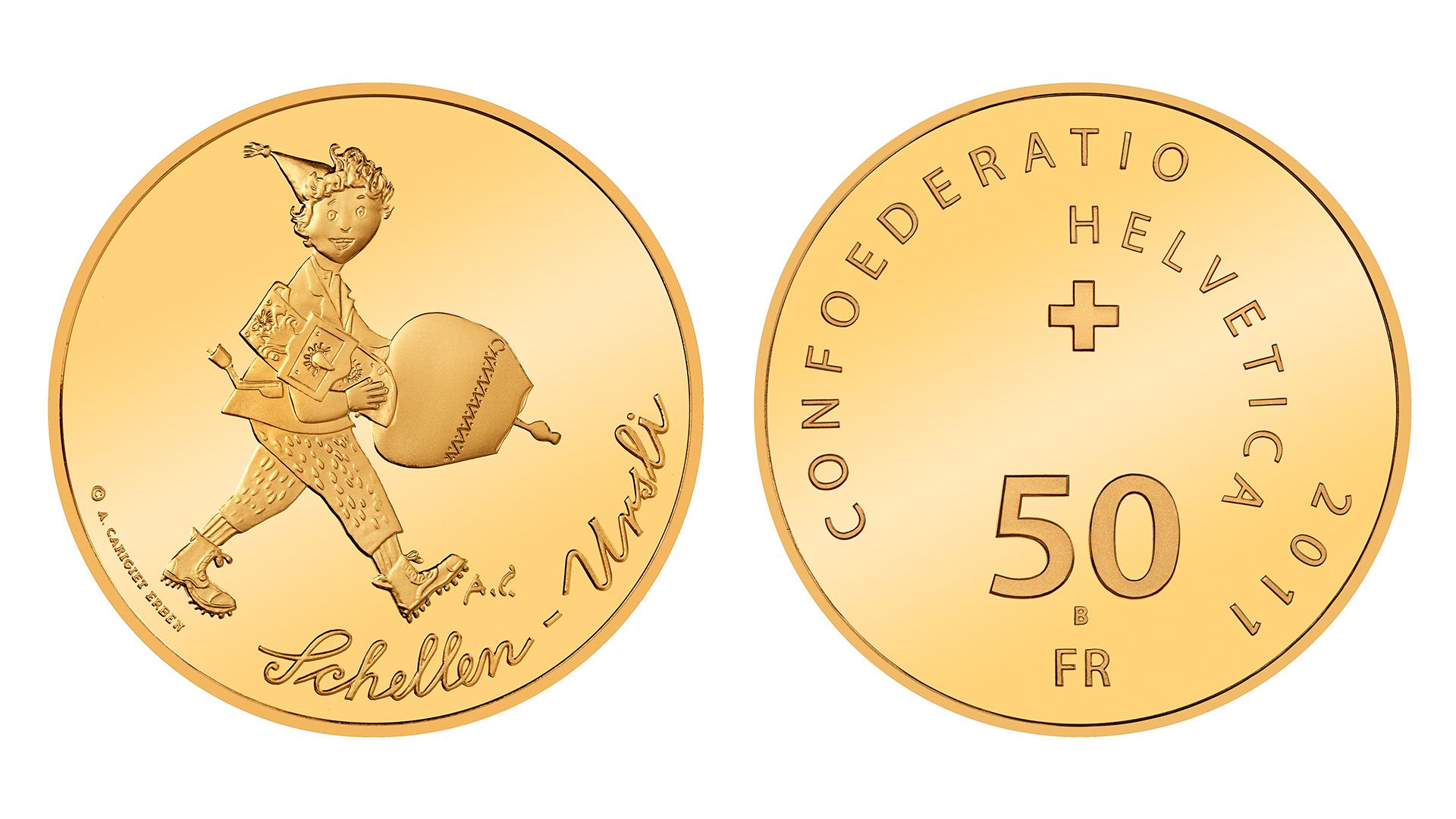 50-FR.-Goldmünze «Schellen-Ursli»