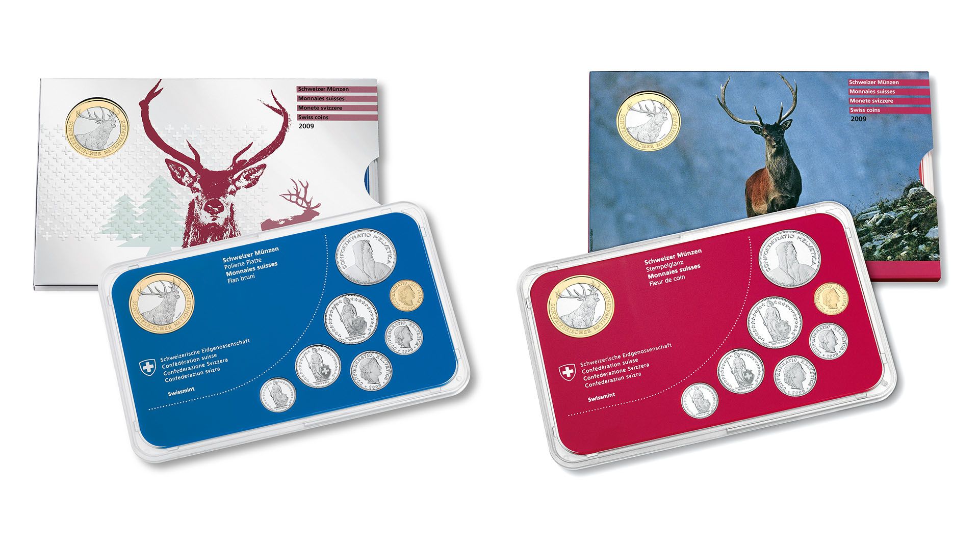 Münzsatz «Rothirsch» 2009, Polierte Platte und Stempelglanz
