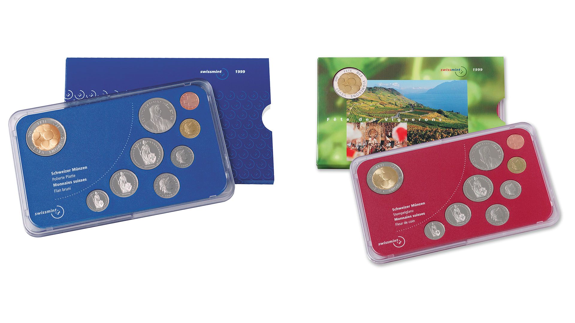 Münzsatz «Fête des Vignerons Vevey» 1999, Polierte Platte und Stempelglanz
