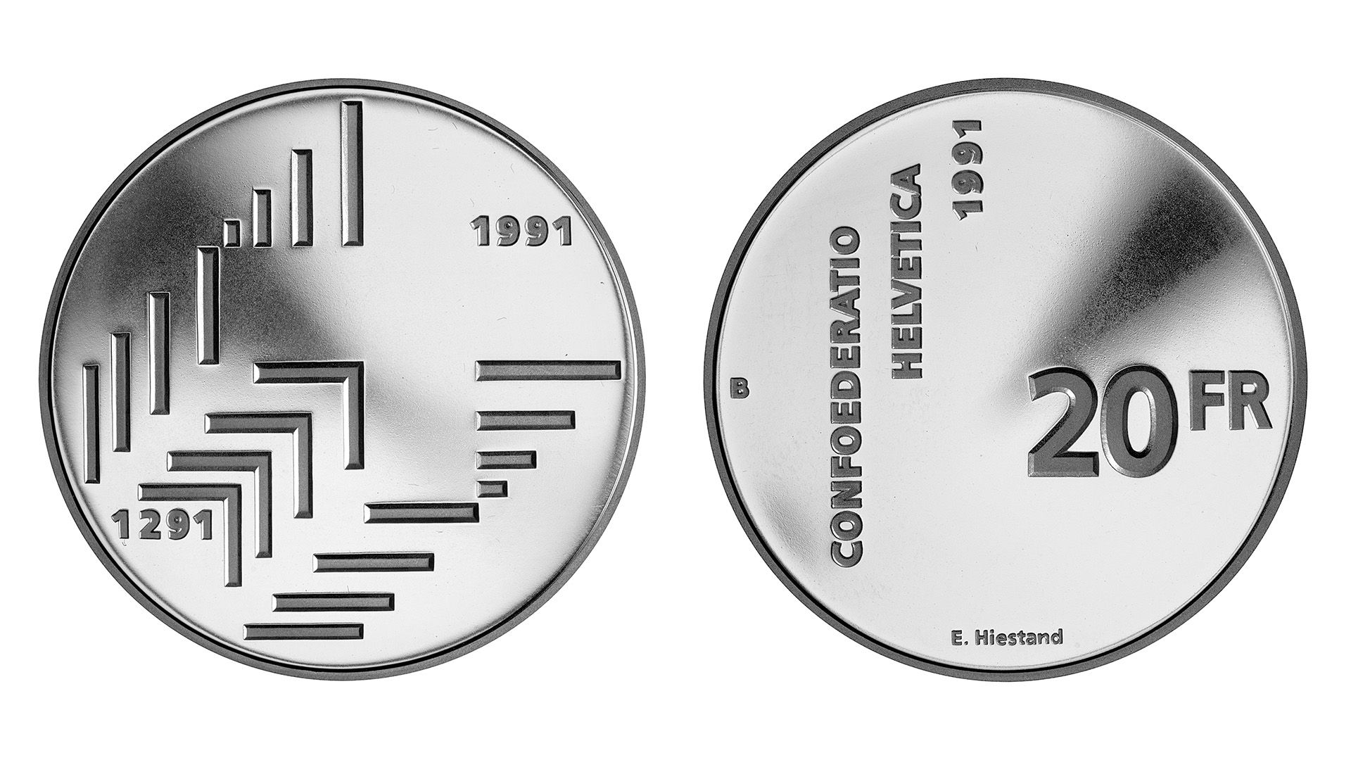 20-FR.-Silbermünze «700 Jahre Schweiz. Eidgenossenschaft»