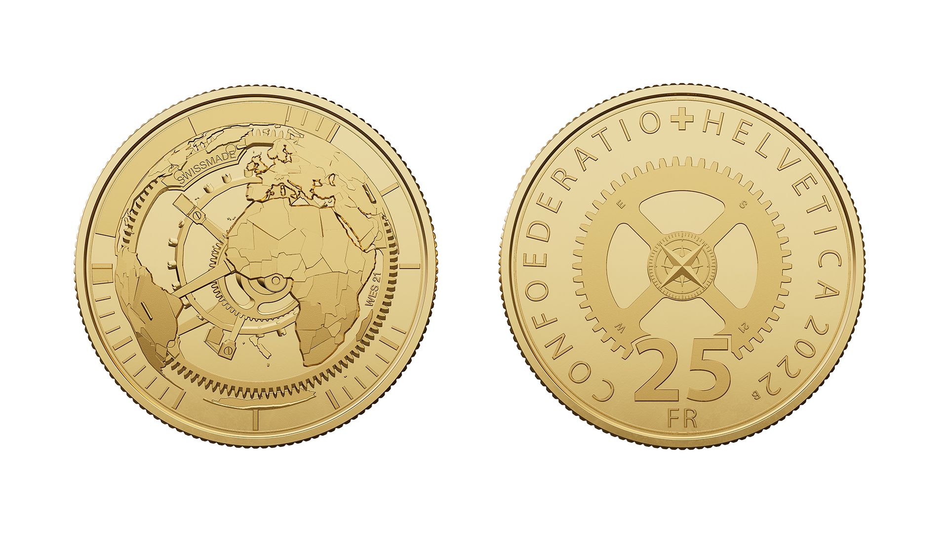 25-Fr.-Goldmünze Schweizer Uhrenindustrie «Timemachine» 2022
