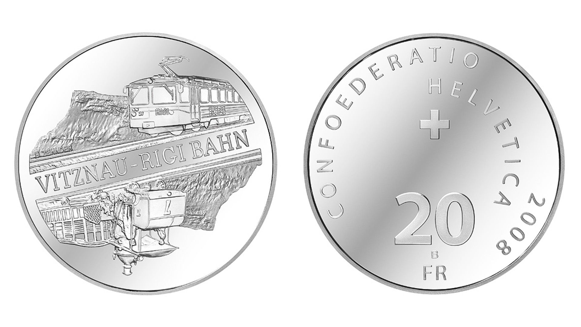20-FR.-Silbermünze «Vitznau-Rigi-Bahn»