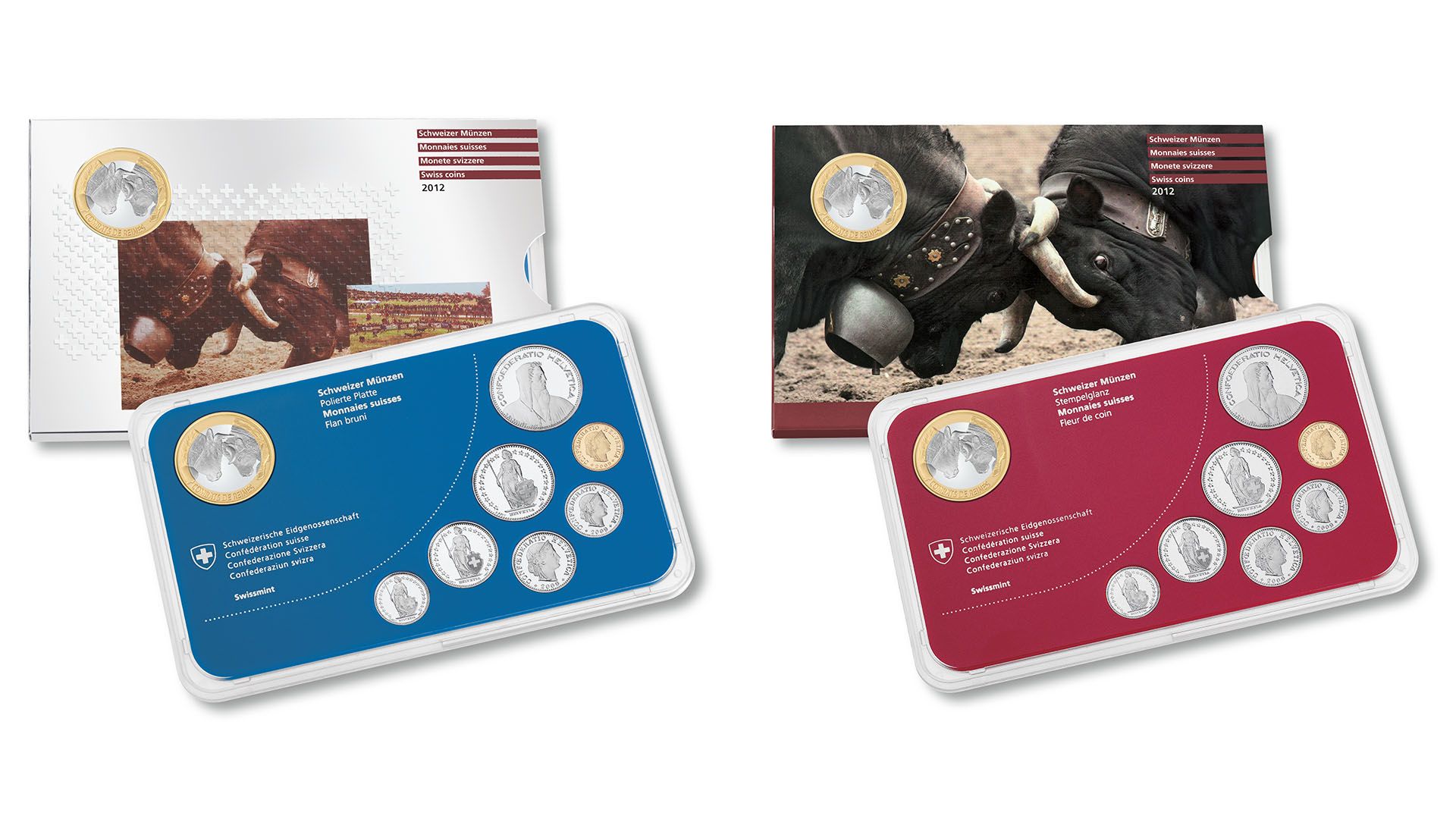 Münzsatz «Ringkuhkampf» 2012, Polierte Platte und Stempelglanz