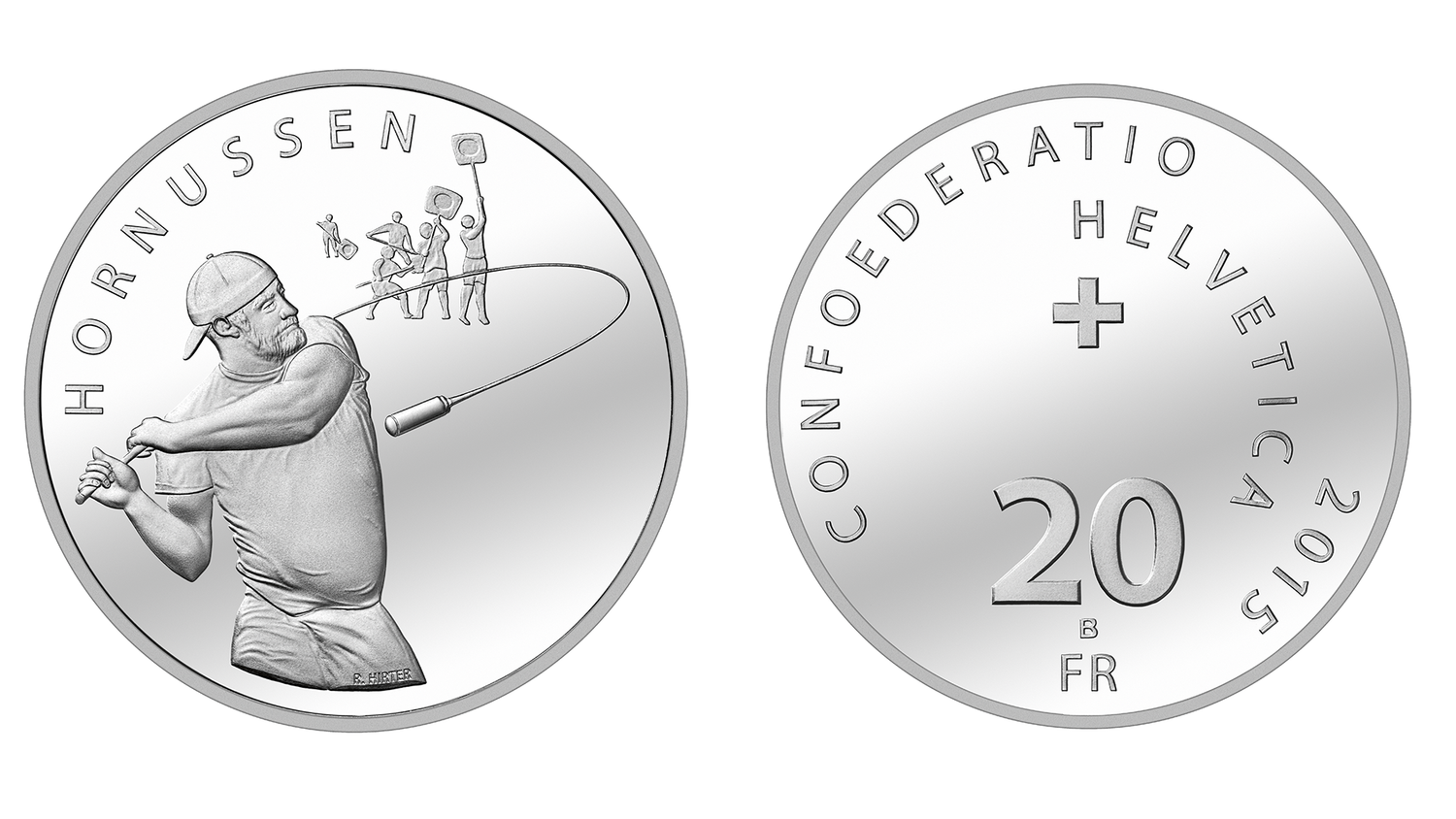 20-FR.-Silbermünze «Hornussen»