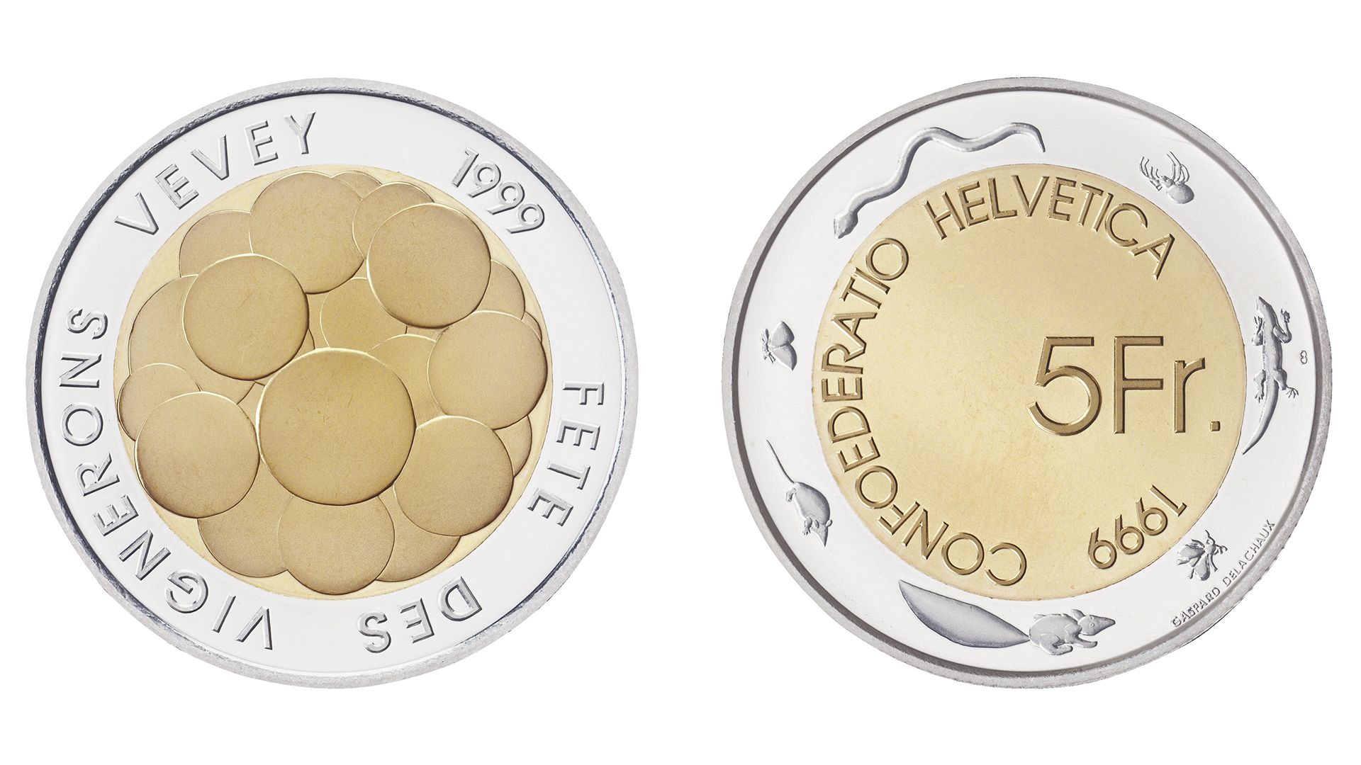 5-FR.-Bimetallmünze « Fête des Vignerons Vevey »