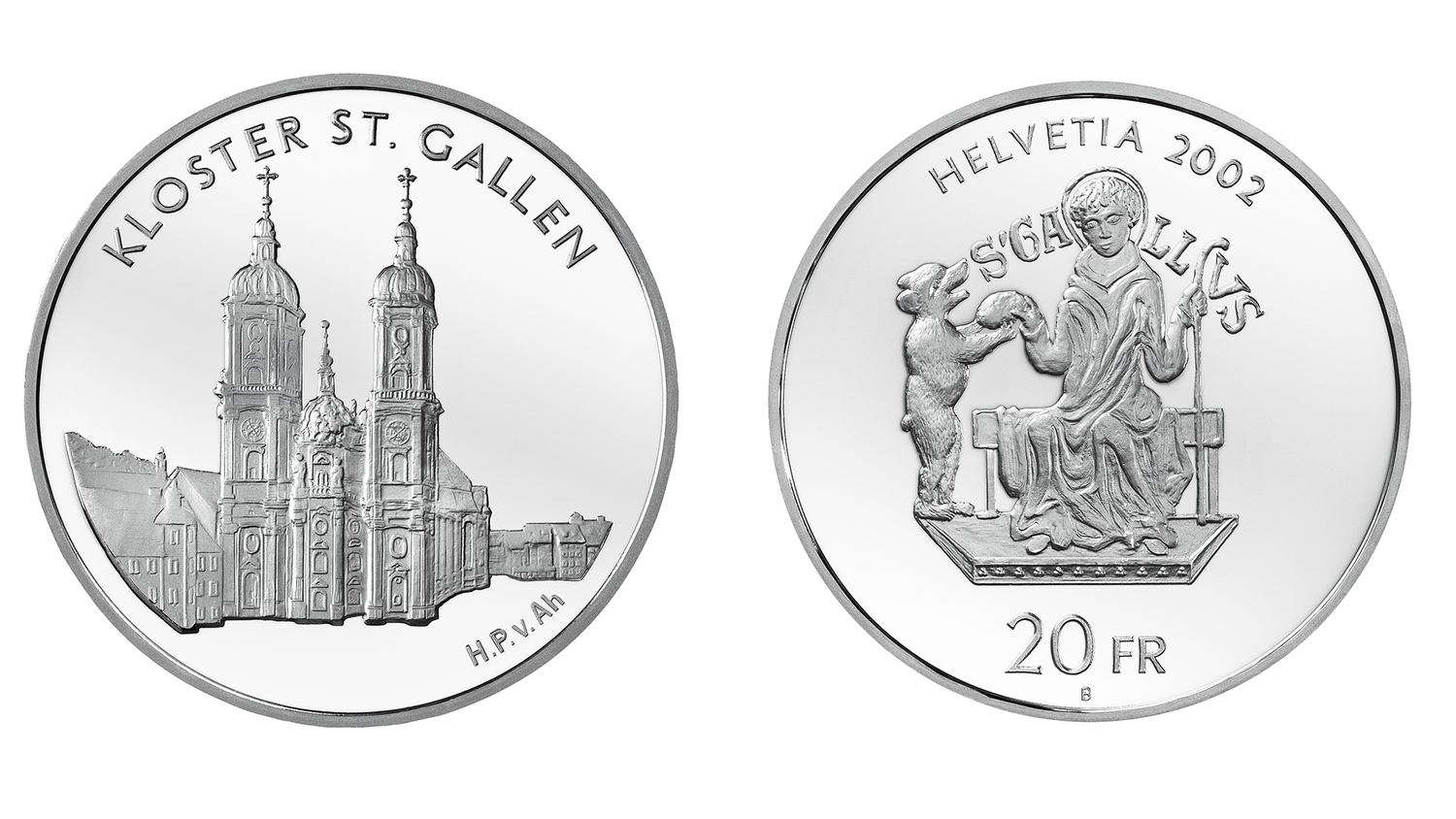 20-FR.-Silbermünze «Kloster St. Gallen»