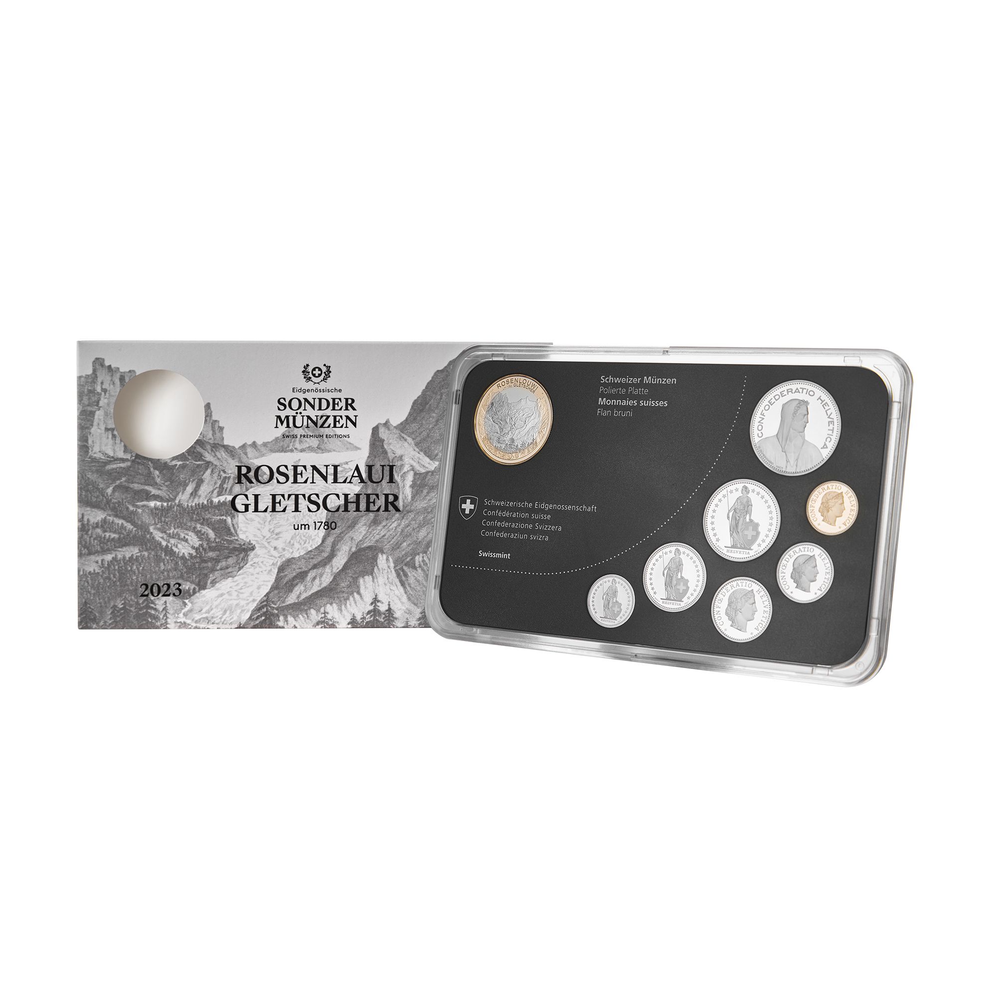 Münzsatz «Rosenlauigletscher», Polierte Platte