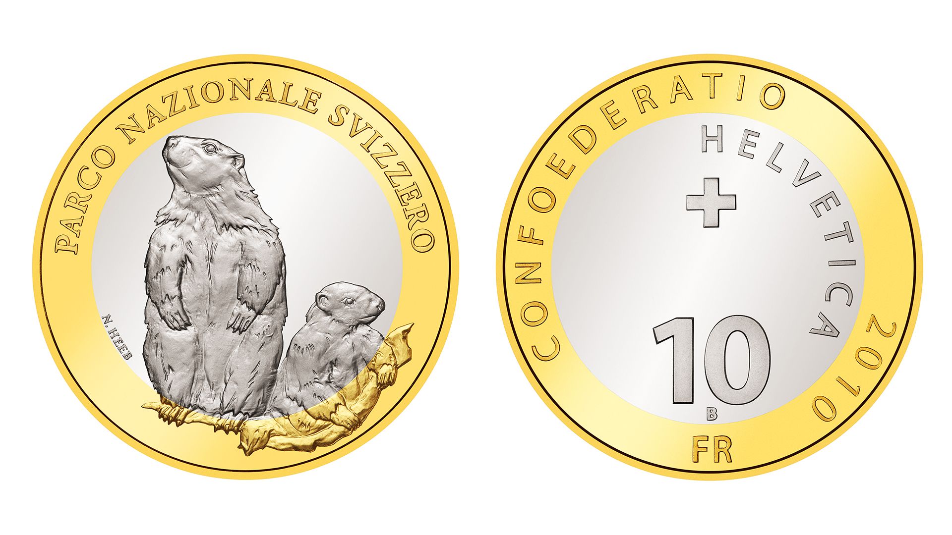 10-FR.-Bimetallmünze «Murmeltier»
