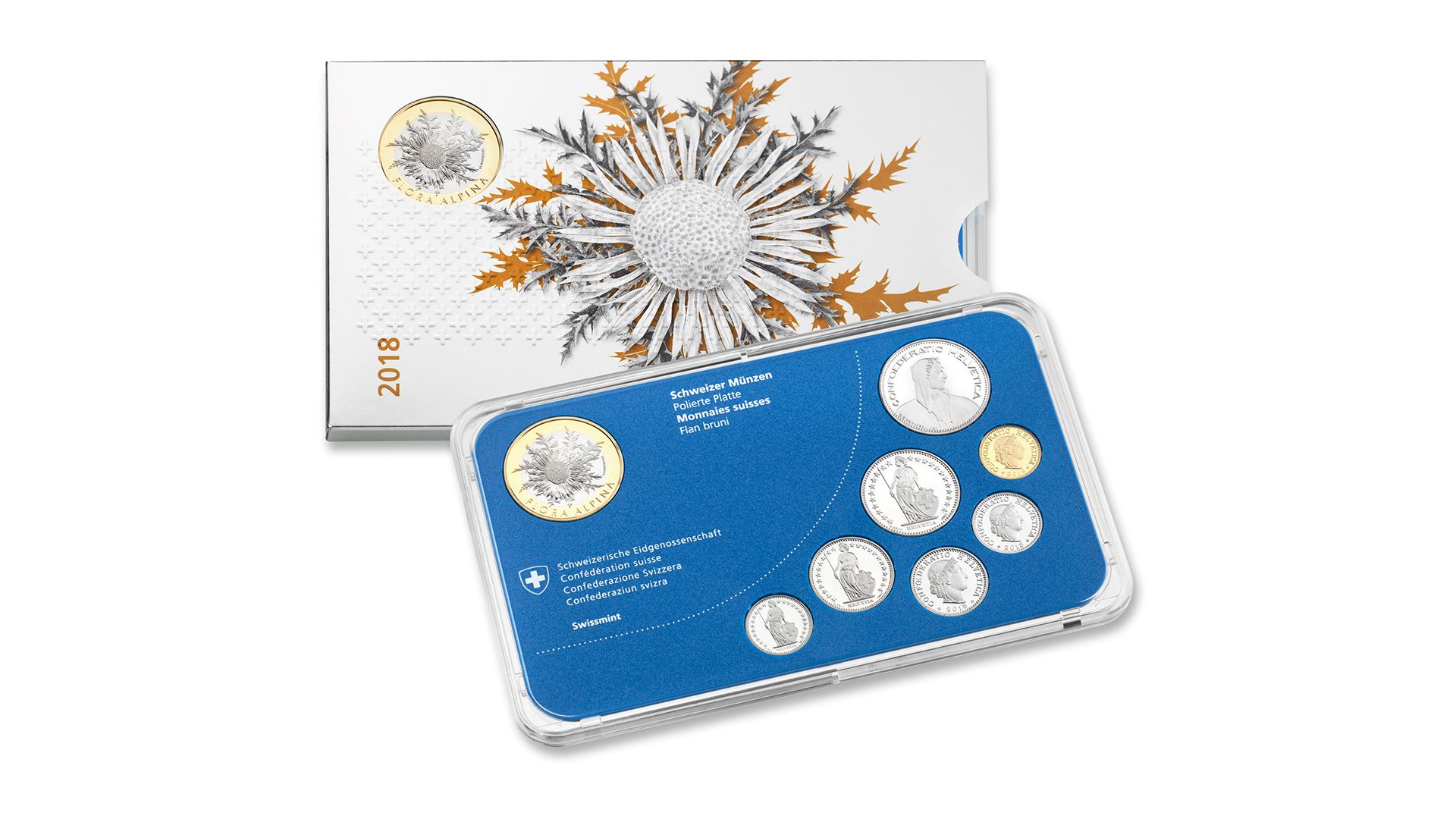 Münzsatz Classic «Silberdistel» 2018, Polierte Platte