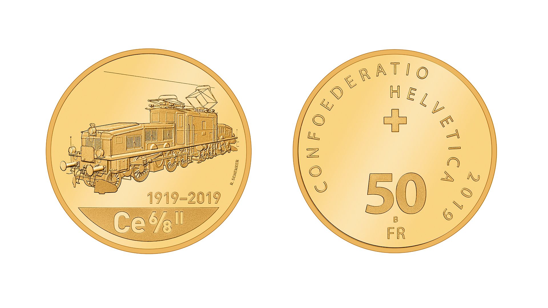 50-Fr.-Goldmünze «100 Jahre Krokodil-Lokomotive» 2019